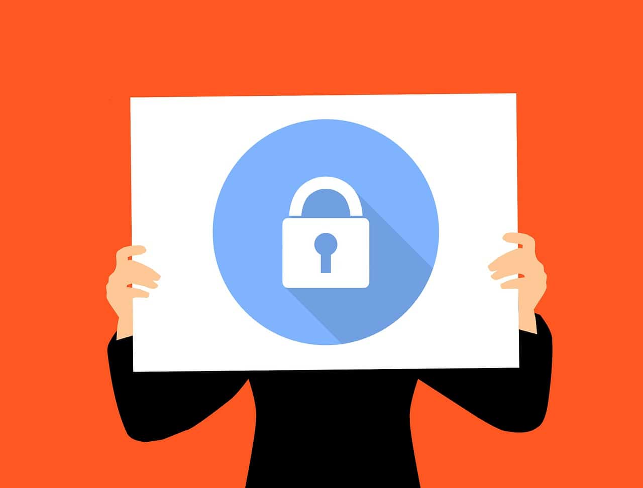 Illustration of a person holding a security symbol. Keeping your server updated is essential for security.