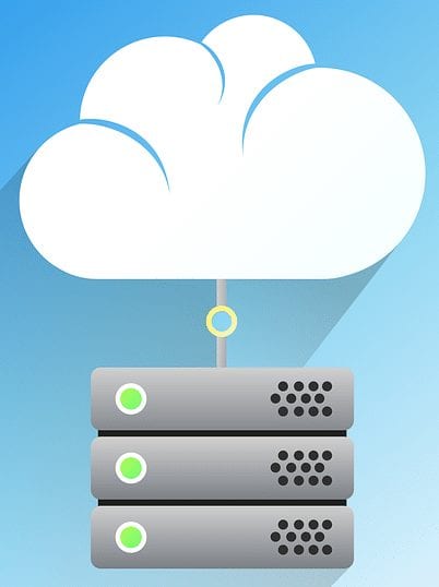 Illustration of a server stack connected to the cloud