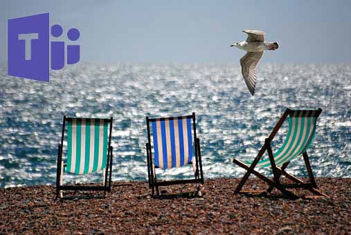 Three beach chairs along the shore, illustrating working remotely from the beach with your team