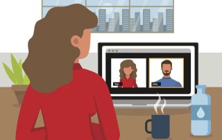 vector graphic of women on virtual conference call