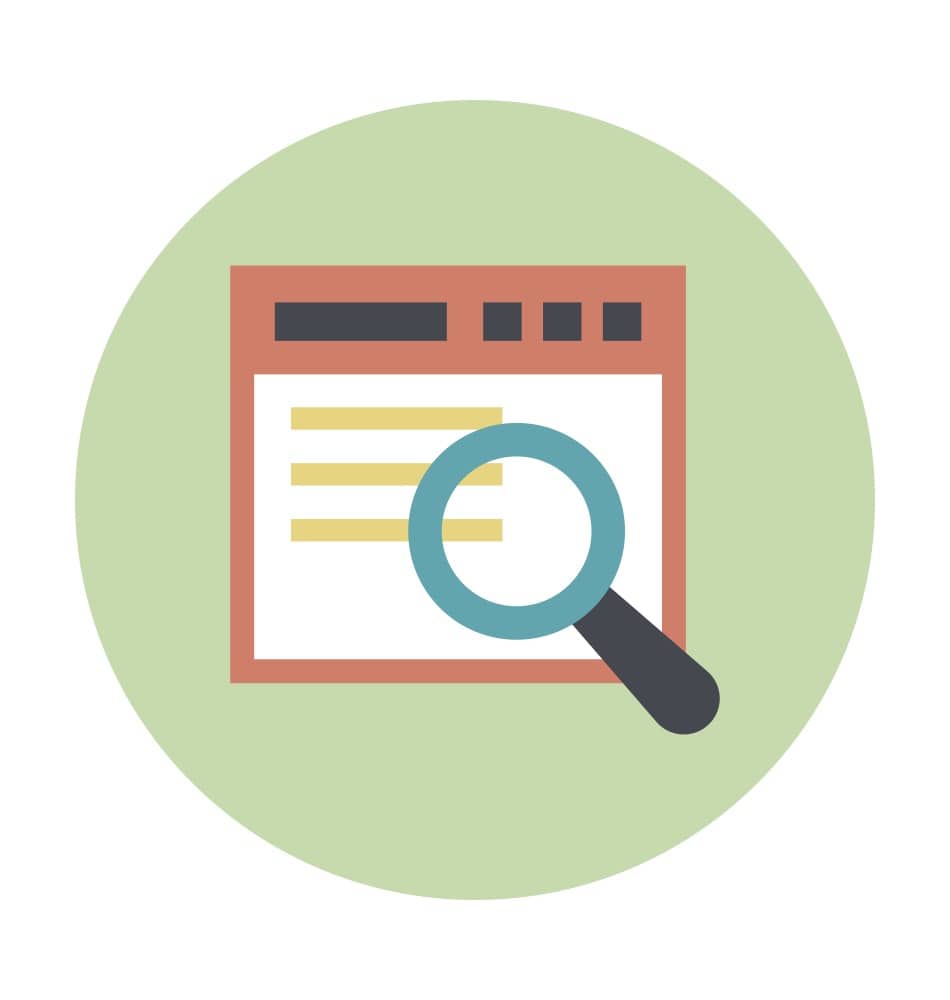 Vector image of an online search with a magnifying glass.