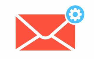 vector image of an envelope (email icon) with a gear on the upper right corner to symbolize changing email settings