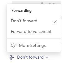 screenshot of call forwarding options in Teams Phone