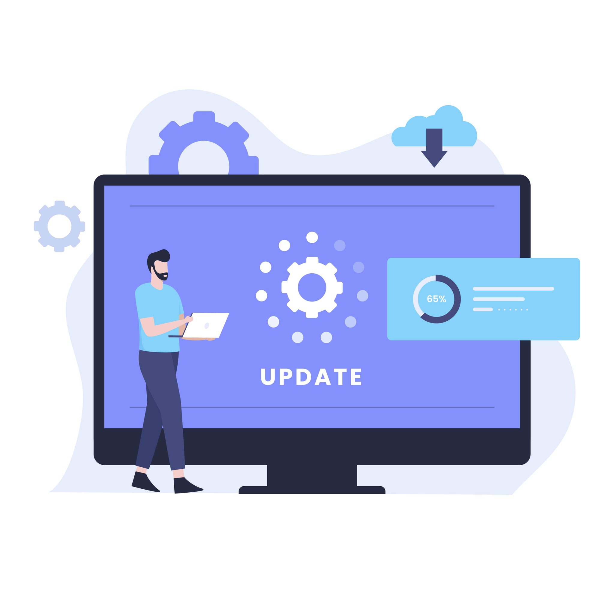 System software update illustration design concept. Illustration for websites, landing pages, mobile applications, posters and banners